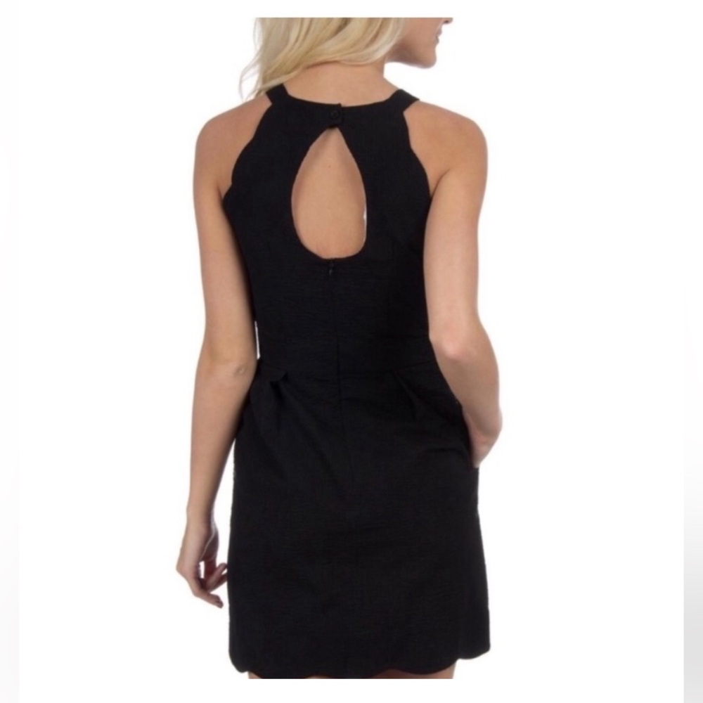 Lauren James Black The Landry Seersucker Dress Keyhole back Medium Made in USA
